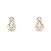 9ct Gold CZ Double Swirl Stud Earrings GEZ090 image