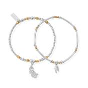 ChloBo Sterling Silver / Gold Tone Strength &amp; Courage Set of 2 Bracelets image