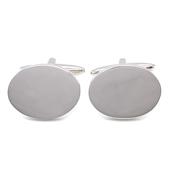 Rhodium Plated Plain Polished Oval Cufflinks 21-284 image