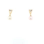 9ct Gold Freshwater Pearl &amp; CZ Drop Earrings GEP348 image