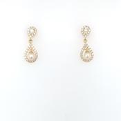 9ct Gold Freshwater Pearl &amp; CZ Teardrop Earrings GEP334 image