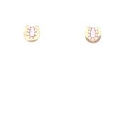9ct Gold Horseshoe CZ Stud Earrings GEZ358 image
