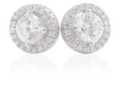 Sterling Silver CZ 8mm Halo Stud Earrings N3005 image