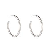 Sterling Silver 35mm Oval Hoop Earrings N3498