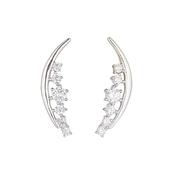 Sterling Silver 6 CZ Curve Bar Stud Earrings N3505 image