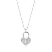 Sterling Silver Heart Lock CZ Pendant n4499 image