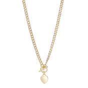 18ct Gold Sterling Silver Heart T-Bar Necklace N9067