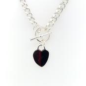 Sterling Silver Curb T-Bar Necklet with Engravable Heart GL1482