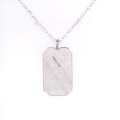 Sterling Silver Large Engravable Diagonal Lines Dog-Tag SPV111C1