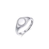 Sterling Silver Round CZ Border Signet Ring R422 image