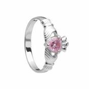 Sterling Silver Birthstone Claddagh Ring October RS00975