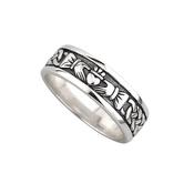 Sterling Silver Mens Oxidised Claddagh Ring S2828