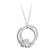 Sterling Silver Claddagh CZ Circle Pendant S46446 image