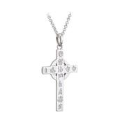 Sterling Silver History of Ireland Small Cross Pendant S4659