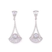 Sterling Silver CZ Art Deco Style Drop Earrings SE463 image