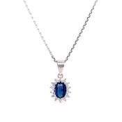 Sterling Silver Sapphire CZ Small Cluster Pendant SP5738/S image