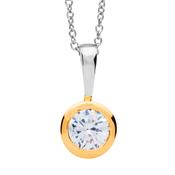 Sterling Silver Gold Plated Classic Solitaire Pendant ST1146 D