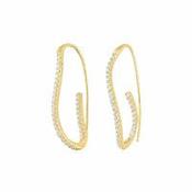 Silver Gold Plated CZ Curvey Glam Hoop Earrings ST2045 image