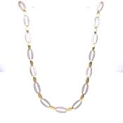 Sterling Silver 18ct Gold Italian CZ Oval Link Necklace TOK260N image
