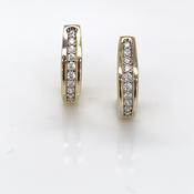 9ct Gold CZ Hoop Huggie Earrings GEZ592 image