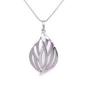 Sterling Silver CZ Open Leaf Necklace P85 image