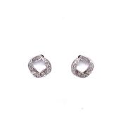 9ct White Gold Diamond Ribbon Stud Earrings DE046 image