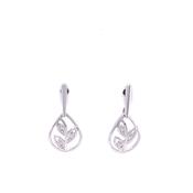 9ct White Gold Diamond Leaf Drop Earrings DE040
