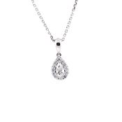18ct White Gold Diamond Teardrop Halo 0.28ct Pendant DP009 image