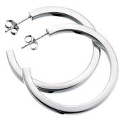 Sterling Silver Square Cut Hoop Earrings 32mm E165 image