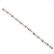 9ct Gold Two-tone CZ Bars Bracelet GB149 image