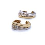 9ct Gold Two-tone CZ Channel Half-Hoop Earrings GEZ154 image