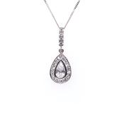 9ct White Gold CZ Teardrop Pendant GP095 image