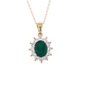 9ct Gold Green Agate &amp; CZ Cluster Pendant GPE39 image