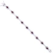 Sterling Silver Amethyst CZ Cluster Bracelet image