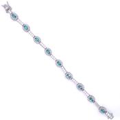 Sterling Silver Aqua CZ Cluster Bracelet image