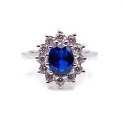 Sterling Silver Sapphire CZ Cluster Ring image
