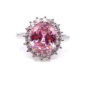 Sterling Silver Pink CZ Cluster Ring RSE066 image