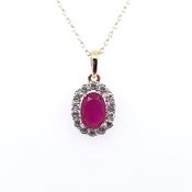 9ct Gold  Ruby &amp; CZ Small Cluster Pendant GRR34 image