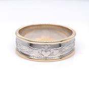 Sterling Silver 10ct Gold Mens Celtic Claddagh Ring image