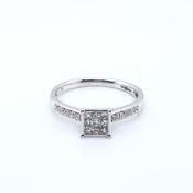 9ct White Gold Diamond Square 0.30ct Engagement Ring Z041