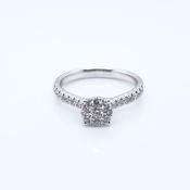 9ct White Gold Diamond 0.50ct Halo Castel Shoulders Ring Z153 image