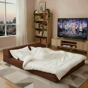 Double Chair Bed &amp; Mattress - Chocolate image