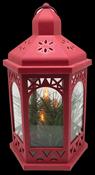 Red Plastic Lantern W/ Warm White LED