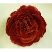 13cm Velvet Rose W/Clip Red 33601