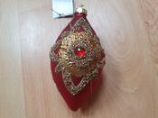 12cm Ornate Flower Red Glass Olive 6942