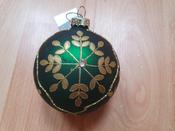 8cm Green w Gold Leaf Glass Ball 34777