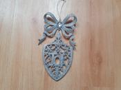 18cm Glitter Decoration w Bow Silver 1420