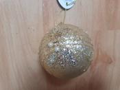8cm Gold Glitter Ball w Flower Design 23666