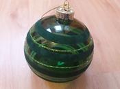 10cm Emerald Green w/Flocked Lines Glass Ball 30215