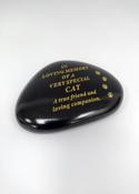 Grave Ornament CAT Black &amp;amp; Gold Pebble